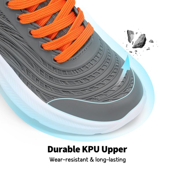 [Sparkle Glitter] Kids Lace-up Running Sneakers - GREY ORANGE - 2